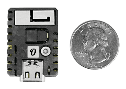 Seambit device size comparison with coin